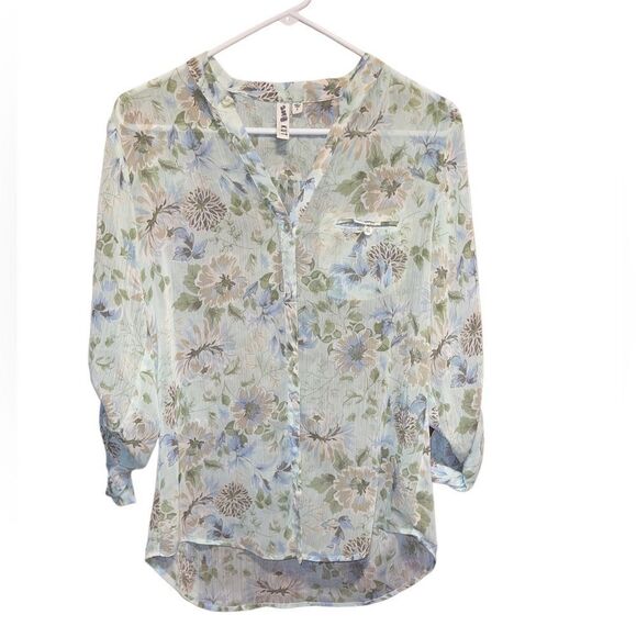 KUT From The Cloth Small Sheer Button Down Blouse - Picture 1 of 6